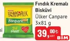 ÜLKER CANPARE FINDIK KREMALI BİSKÜVİ 3X81 G